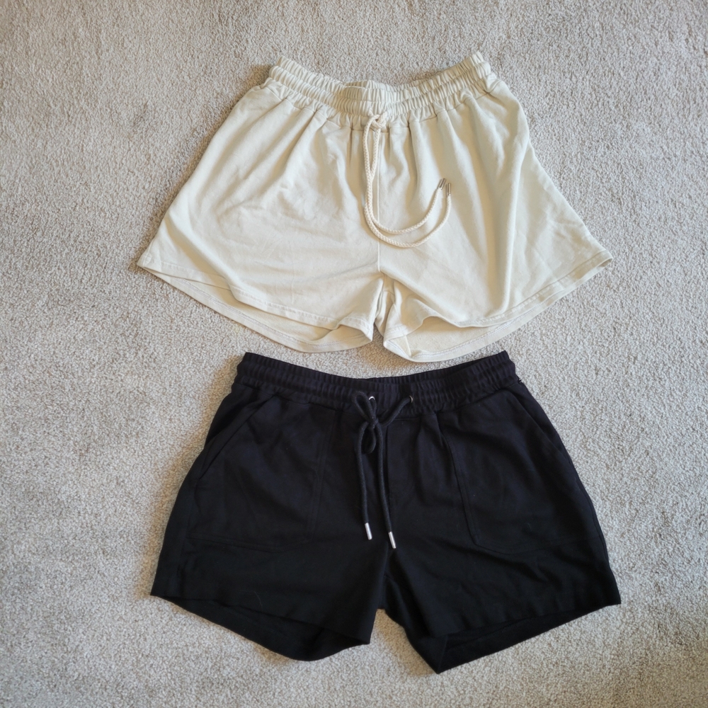 Everyday Drawstring Women’s Shorts — Cream & Black